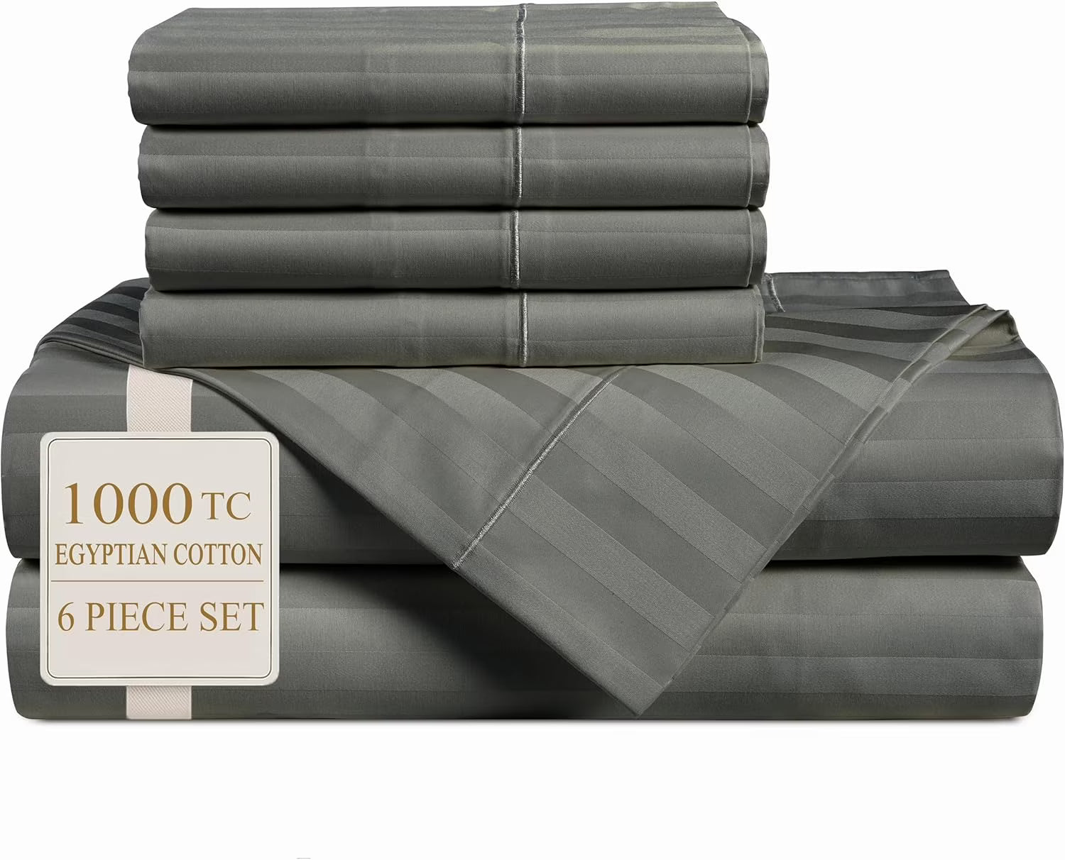 King Size 100% Egyptian Cotton Dark Grey Bed Sheets with 15" Deep Pockets H878170