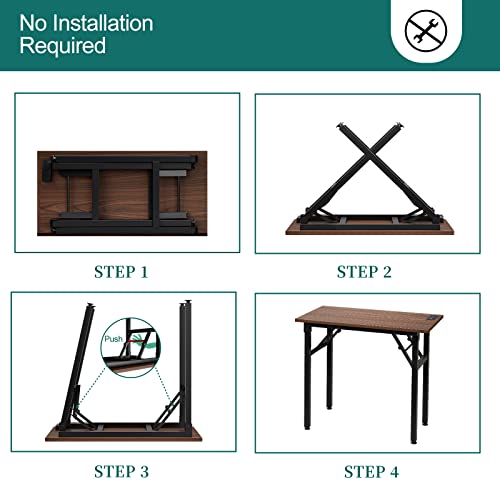 Rustic Brown Folding Desk with USB & Socket 31.5" T527964