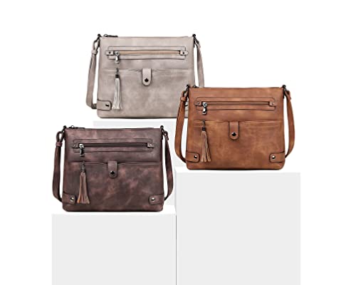 Large Leather Crossbody Bag with Multi Pocket U776313