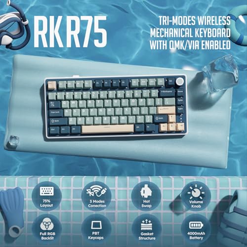 75% Wireless Mechanical Keyboard with Knob and PBT Keycaps I3561