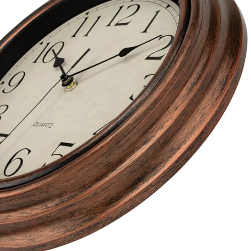 Retro Silent Non-Ticking Round Quartz Battery Operated Wall Clock 12 inch Bronze V950
