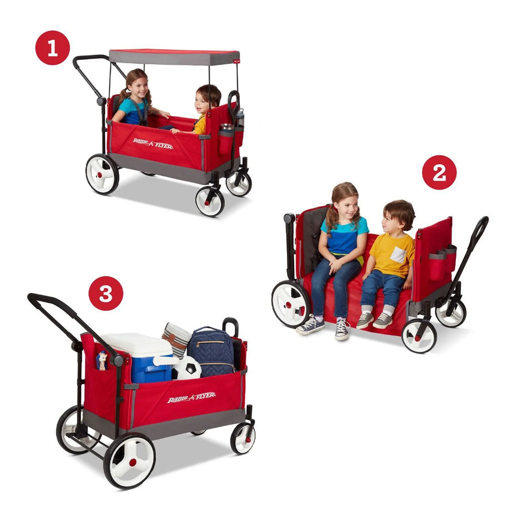 Red/Black Convertible Stroll N Wagon with Pull & Push Handle J212790