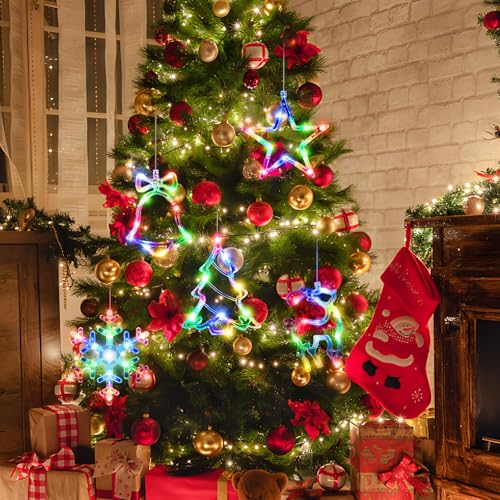 5Pack Christmas Window Lights with Timer, Battery Powered White LED Snowflake Decor U976