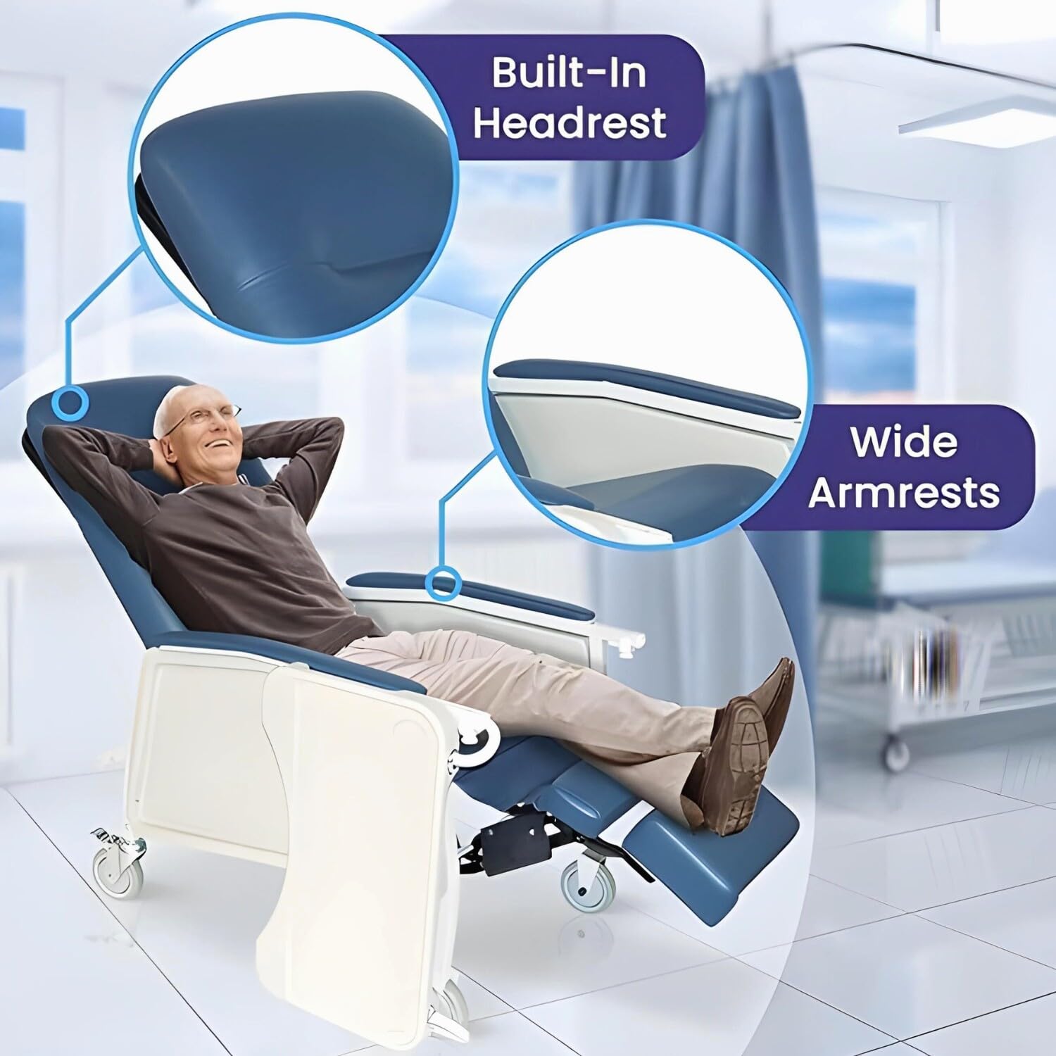 Reclining Geri Chair, 3 Positions, 500 Lbs Weight Capacity H843