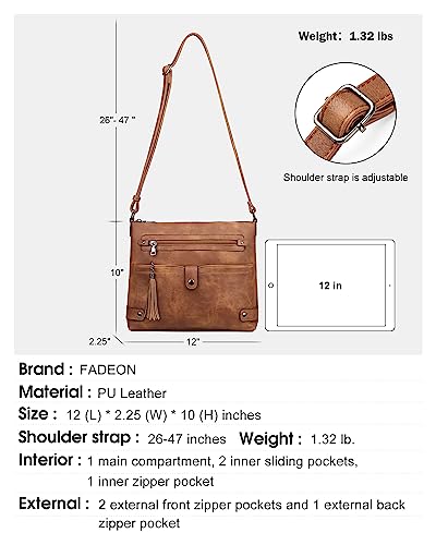 Large Leather Crossbody Bag with Multi Pocket U776313