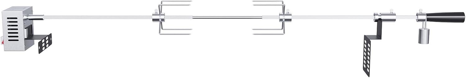 Heavy Duty Stainless Steel Grill Rotisserie Kit with 9W Motor - 32-Inch Hexagon Spit Rod - 26 Lbs Capacity X898