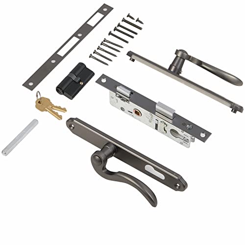 Brushed Polished Brass Lever Handle Set for Screen & Storm Doors A187