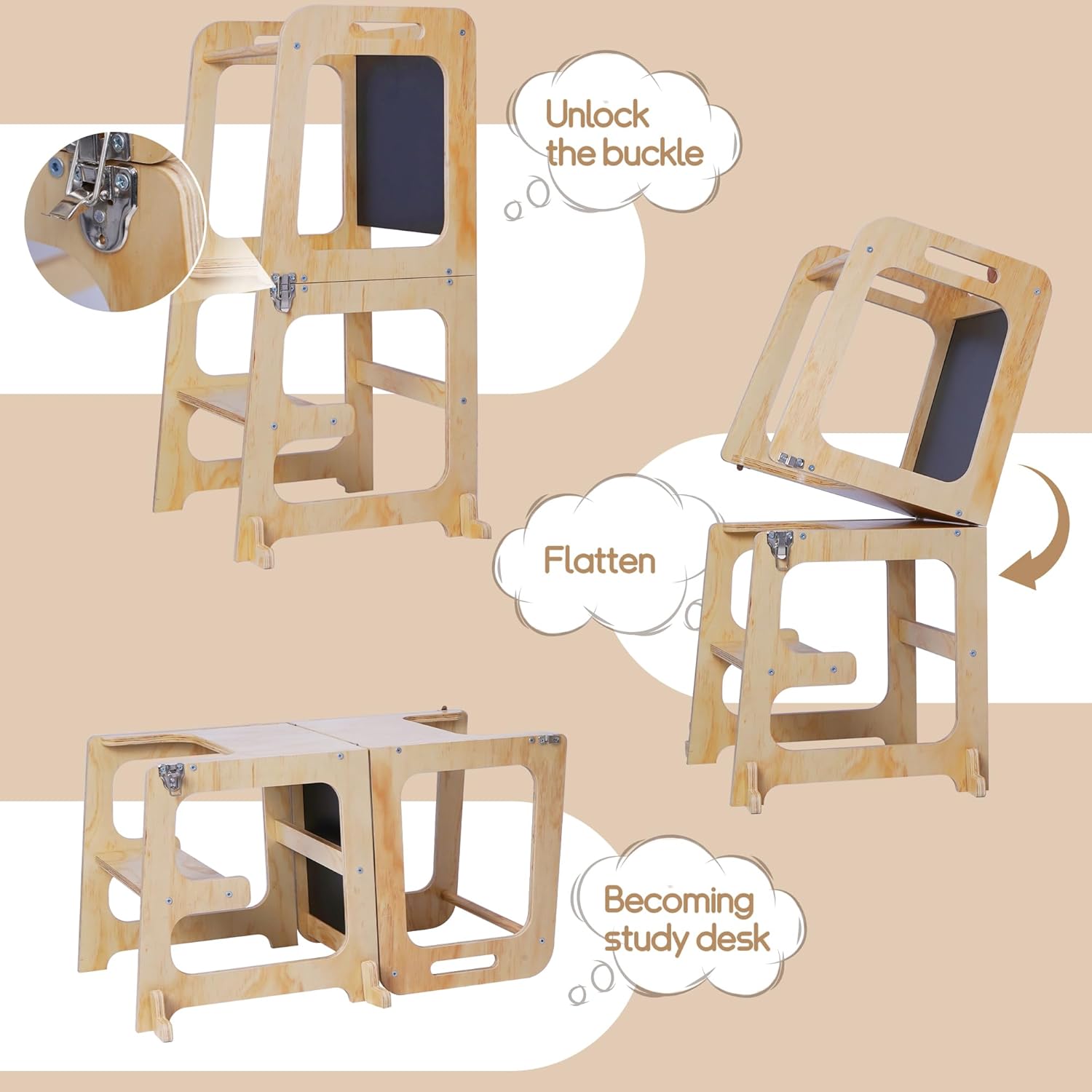 3-in-1 Toddler Standing Tower with Safety Rail T834