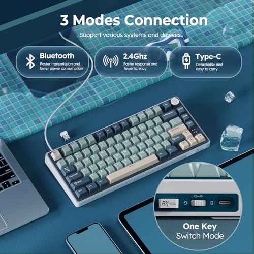 75% Wireless Mechanical Keyboard with Knob and PBT Keycaps I3561