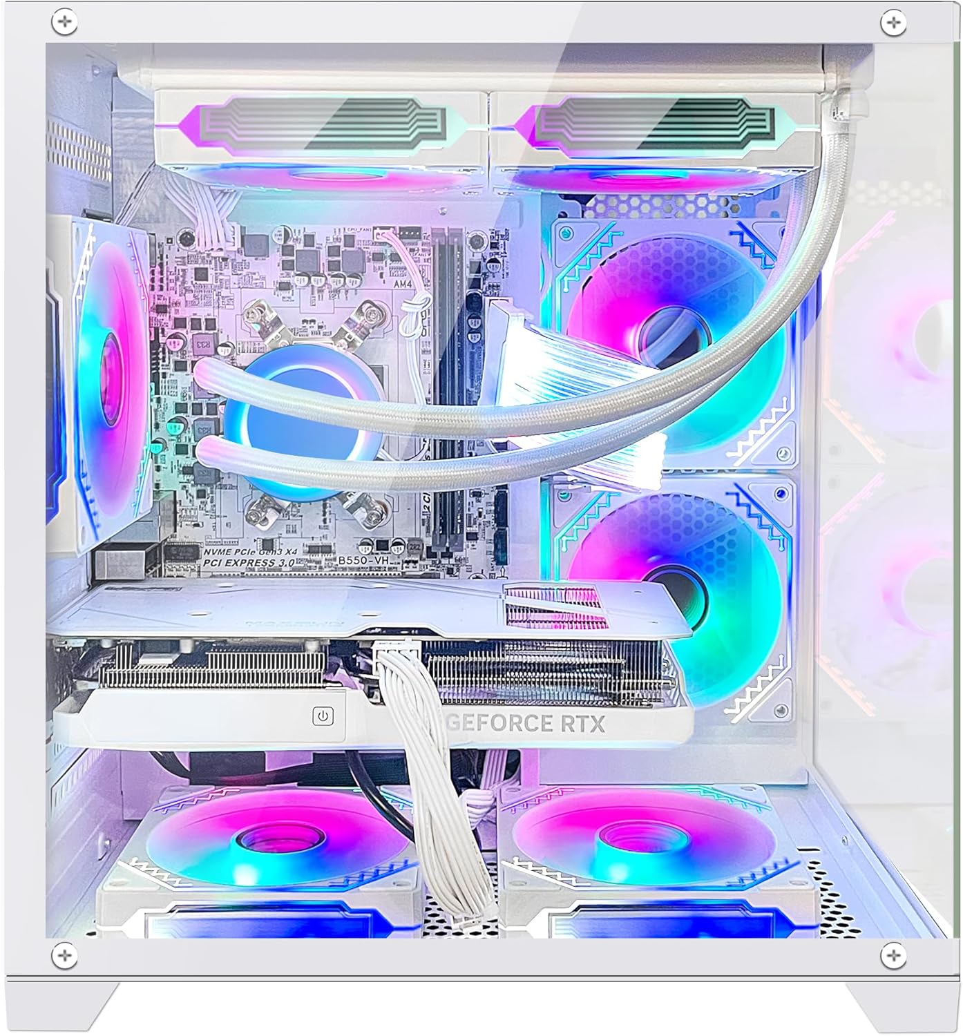 White Gaming PC with AMD Ryzen 5 5600X RTX 4060 16GB DDR4 RAM 1TB M.2 SSD W672