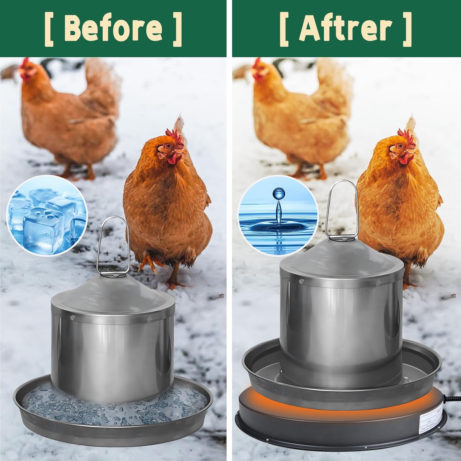 15IN 125W Heated Chicken Waterer Base with Thermostat A98816