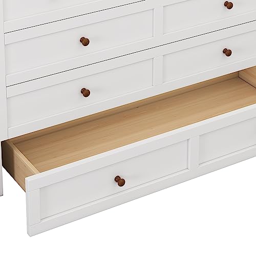 White+Walnut Full Wood Murphy Bed with Storage Drawers U192
