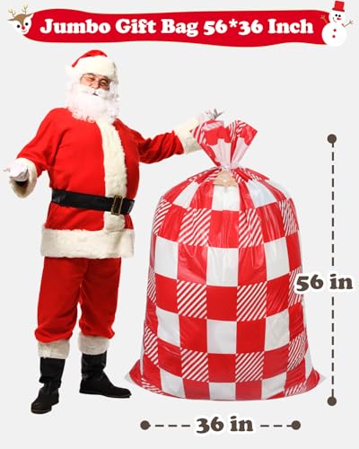 22pcs Drawstrings Christmas Gift Bags Assorted Sizes Reusable Plastic H58334
