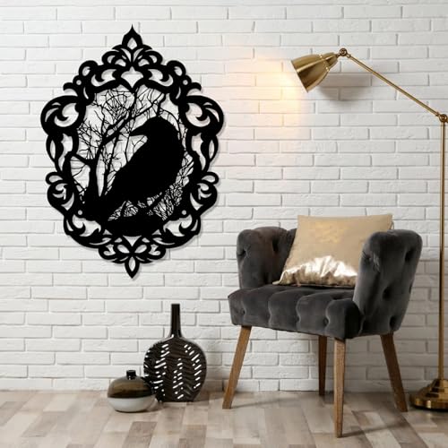 Gold Metal Crow Wall Art 13x19 in S8190