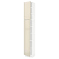 White High-Gloss Light Beige High Cabinet with shelves and 2 Doors R7020