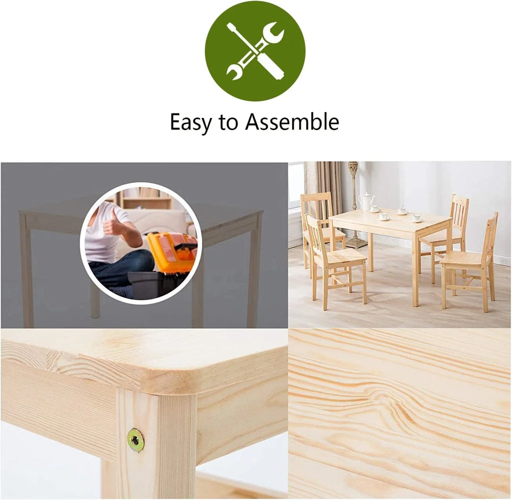 Pine Wood Dining Table Set with 4 Chairs L822018