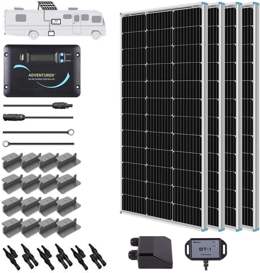 400 Watts 12 Volts Monocrystalline Solar Kit with Charge Controller Y70678
