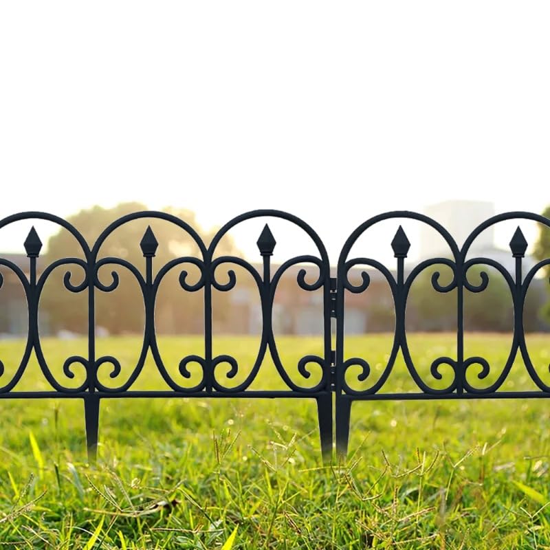 Black Plastic Garden Fence 13 inch High 10 Pack Q960760