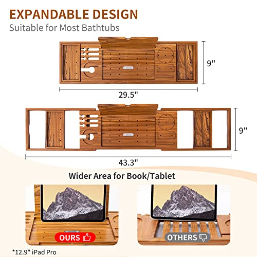Teak Bathtub Tray with Expandable Handles X929023