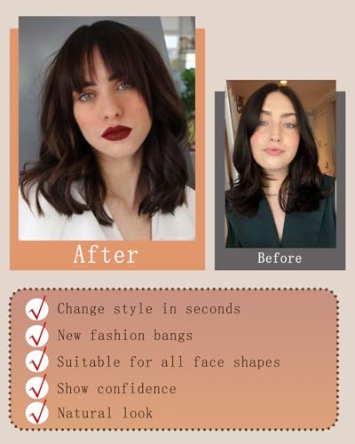 100% Real Human Hair Wispy Bangs Light Brown N654