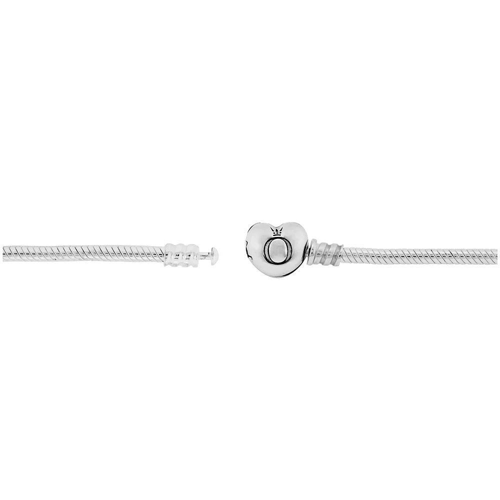Sterling Silver Snake Chain Charm Bangle Bracelet V7654