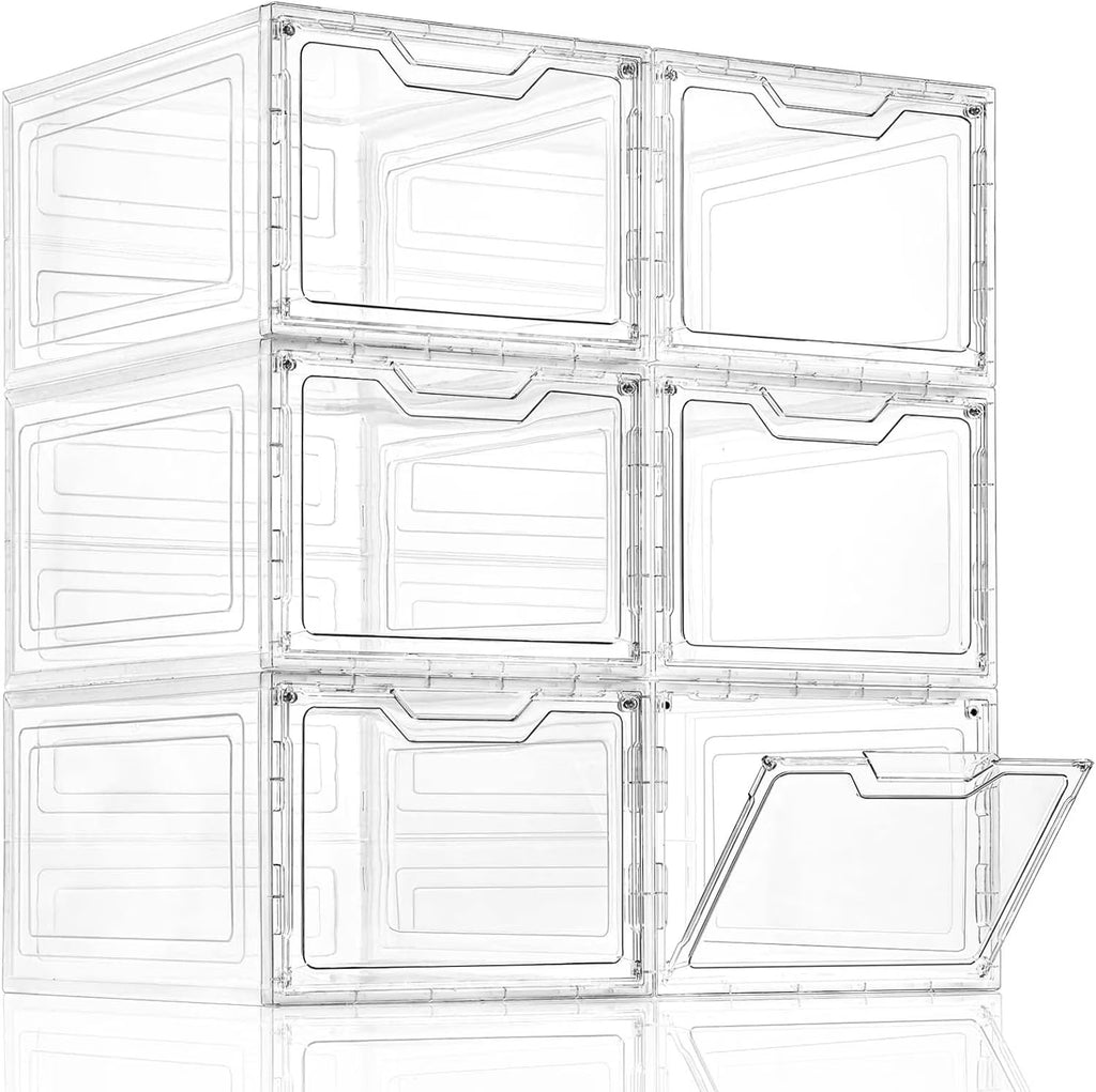 6 Pack Clear Stackable Plastic Storage Bins with Lids X32902