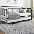 Black Metal Twin Daybed with Pop Up Trundle Bed T5221