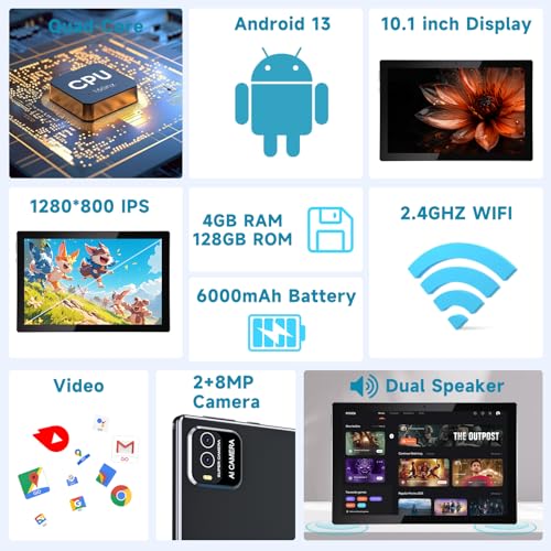 10 Inch 2 in 1 Tablet with Keyboard, 8 GB+128 GB+1 TB, Black L96682