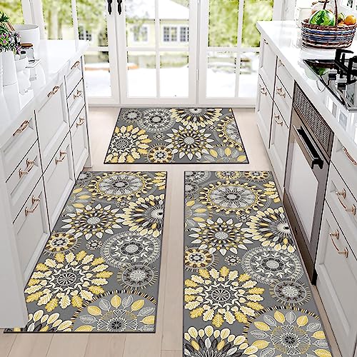 Farmhouse Kitchen Rugs Sets of 3, Non Slip Washable Kitchen Mat O2976