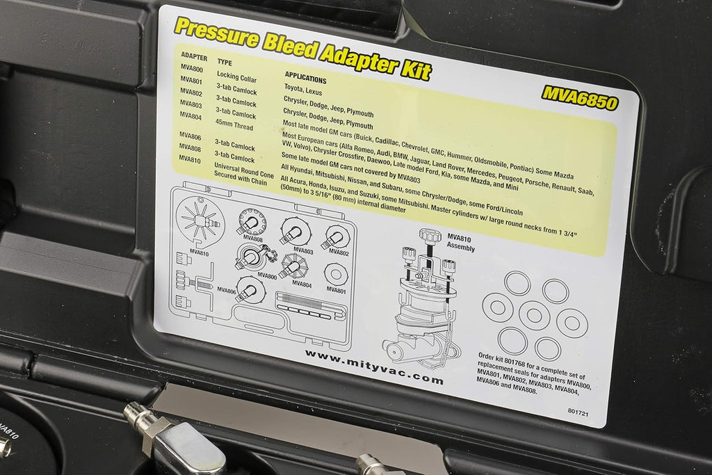 Professional Hydraulic Brake and Clutch Pressure Bleeding System with 7 Master Cylinder Adapters and Storage Case U966
