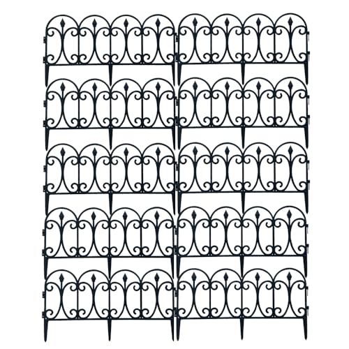 Black Plastic Garden Fence 13 inch High 10 Pack Q960760
