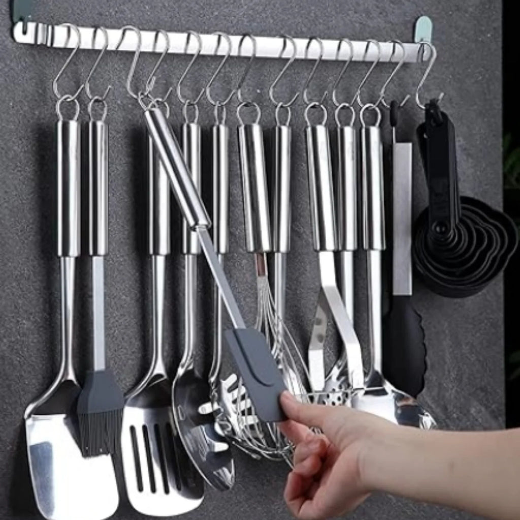 38 Piece Stainless Steel Kitchen Utensil Set with Utensil Holder Rack K203076