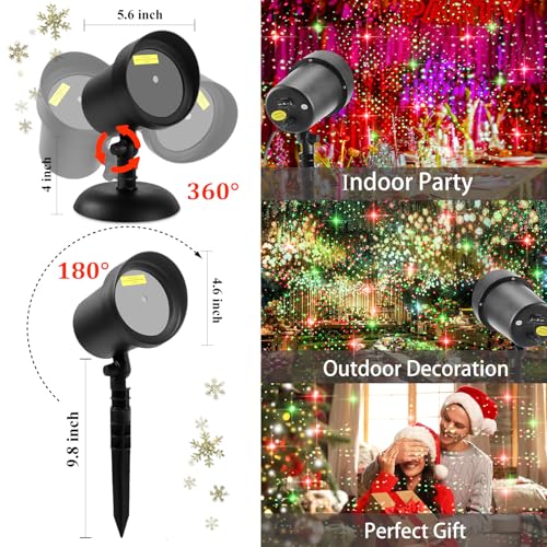 Red & Green Stars Motion Laser Christmas Lights Projector A6530