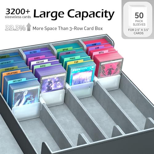 4-Row Trading Card Storage Box with 50 Sleeves & 24 Dividers H51891