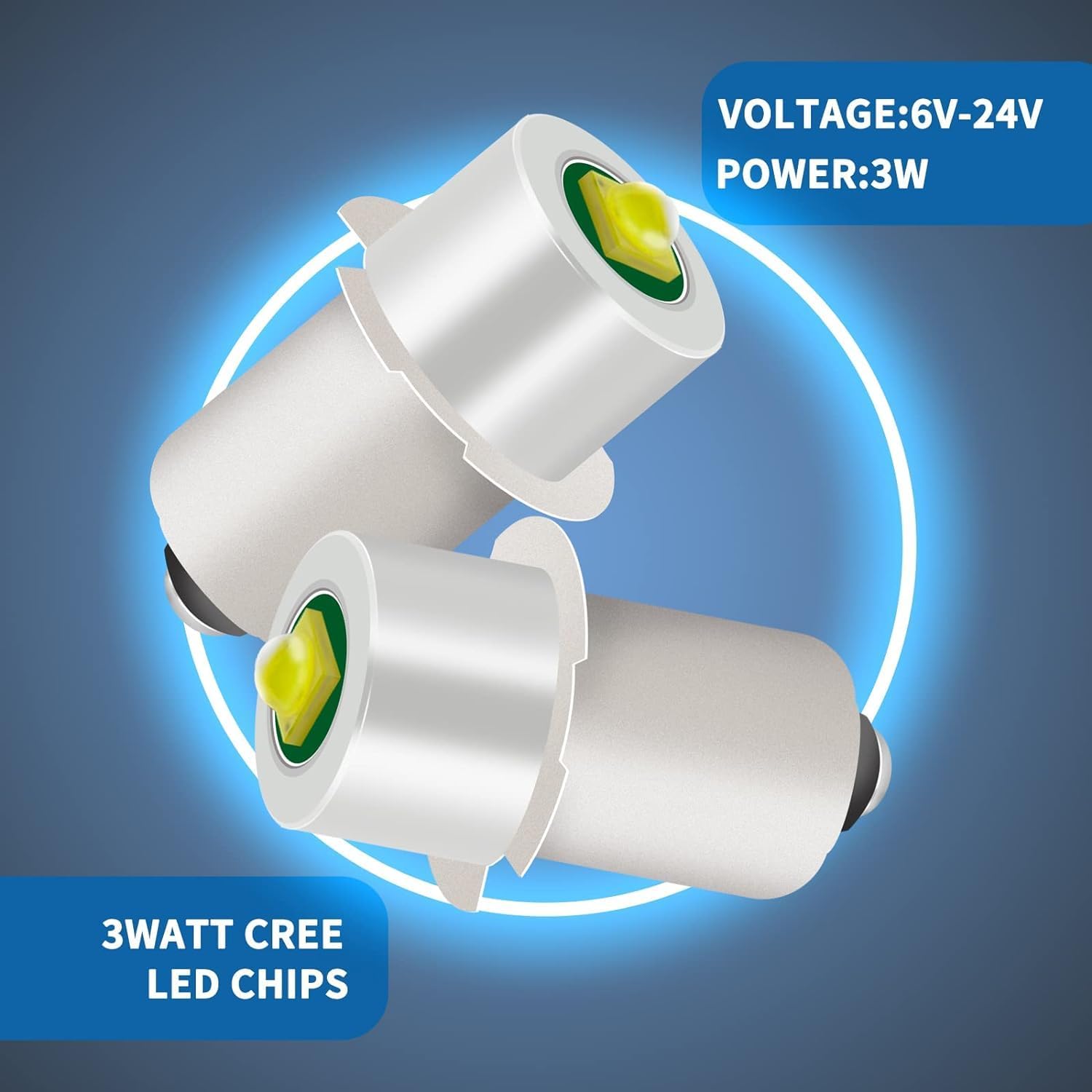 3 Pack White LED Flashlight Bulb P13.5S PR2 3W 3V 4.5V 6V Replacement Set L965
