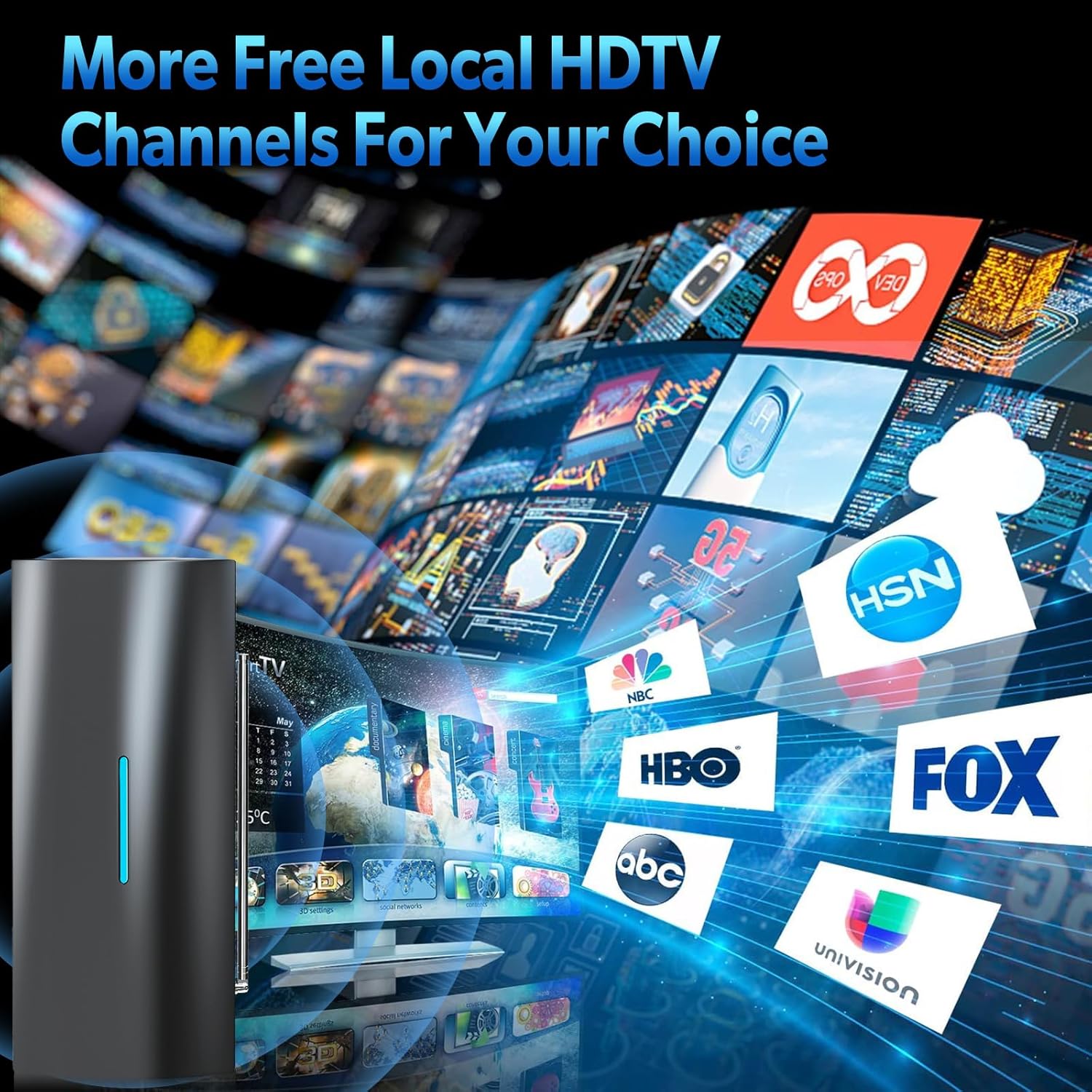 Antenna for Smart TV with Adjustable Amplifier and 36ft Coax Cable B161