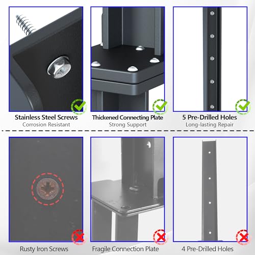 4-Pack 32in Stainless Steel Fence Post Anchor Black J188