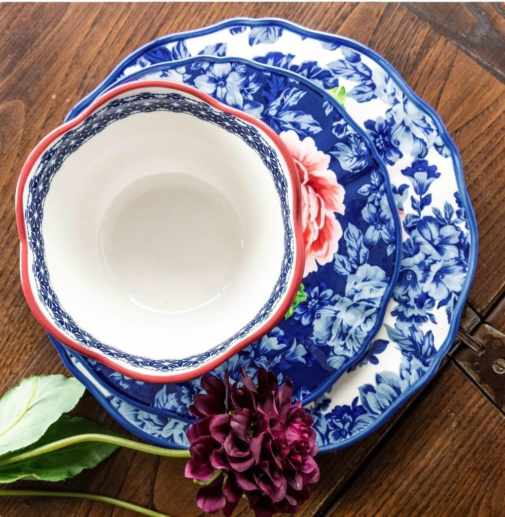 12-Piece Blue Floral Dinnerware Set Q191338