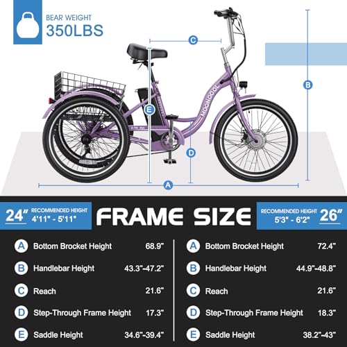 350W 36V 7 Speeds 3 Wheels Electric Tricycle with Large Basket D915078