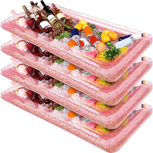 4 Pcs Inflatable Serving Bar Food Cooler Buffet with Glittering Confetti Inflatable Ice Tray M38476