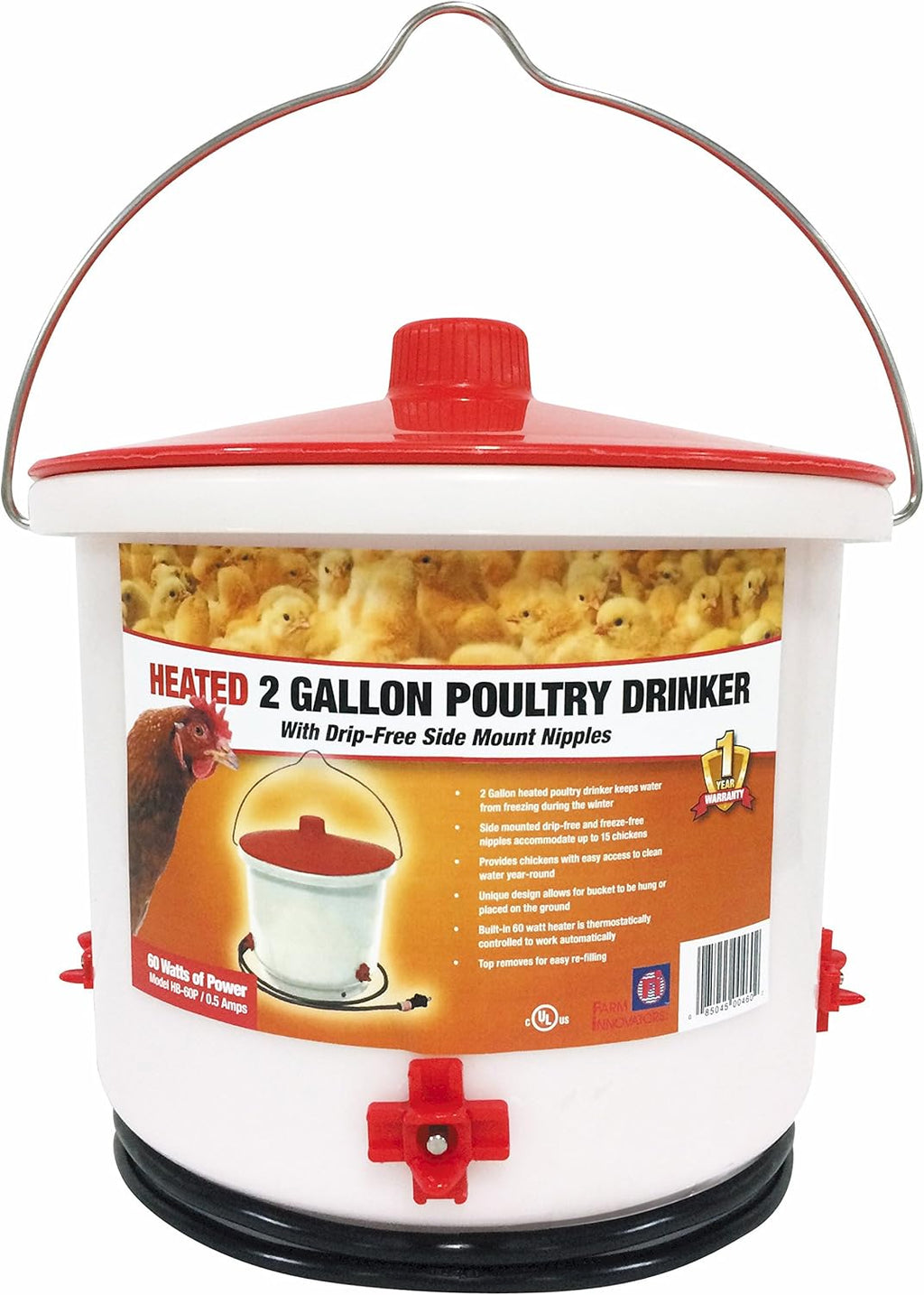 Heated 2 Gallon Poultry Drinker, Green O6783