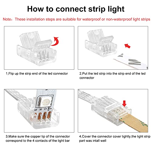4 Pin 10mm LED Strip Connector Kit 32.8ft 5 Pcs W646689