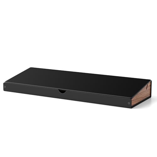 Small White Glass Dry Erase Board with Aluminum Frame and Wooden Storage Compartment F726632
