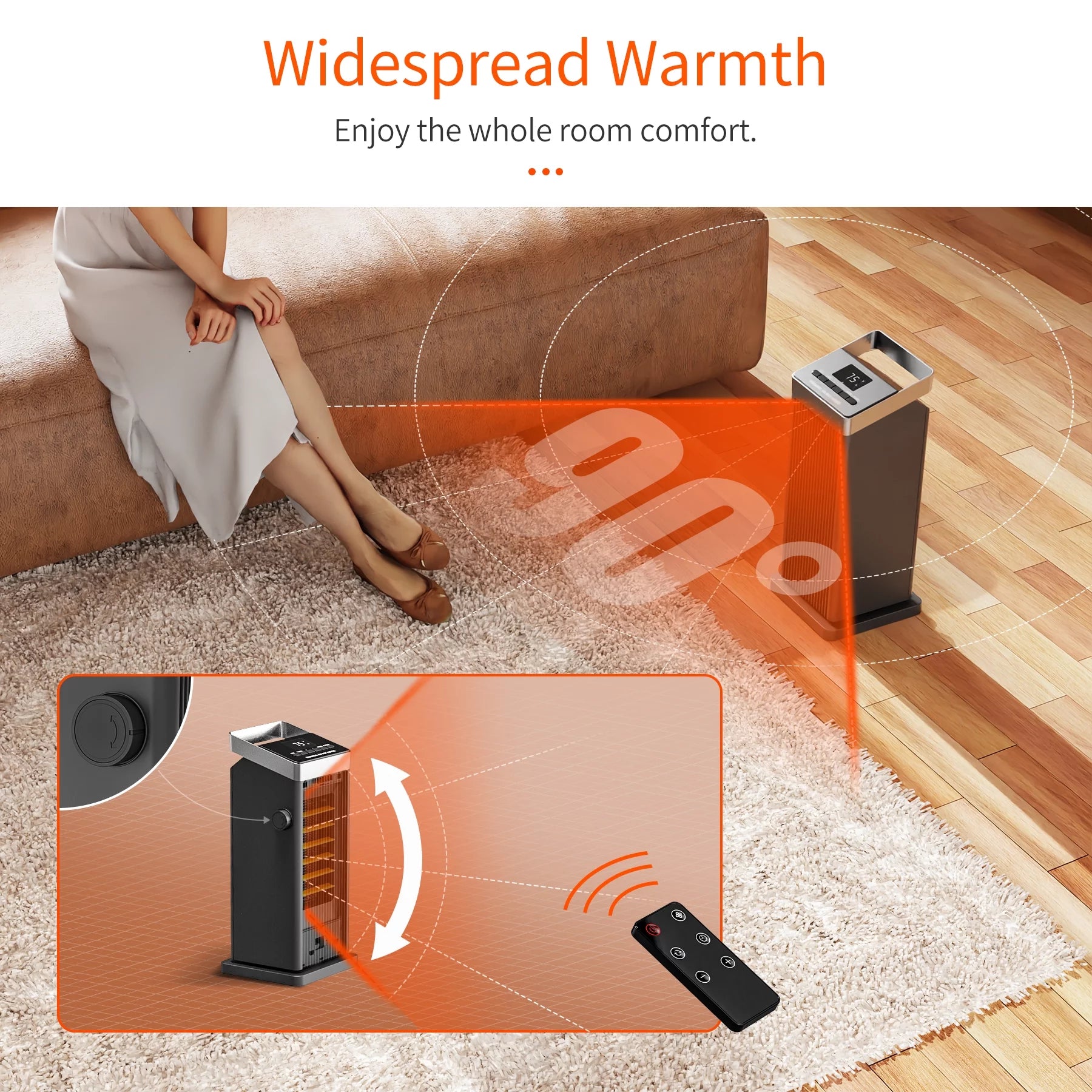 1500W Ceramic Heater with Thermostat and Remote Control P859931