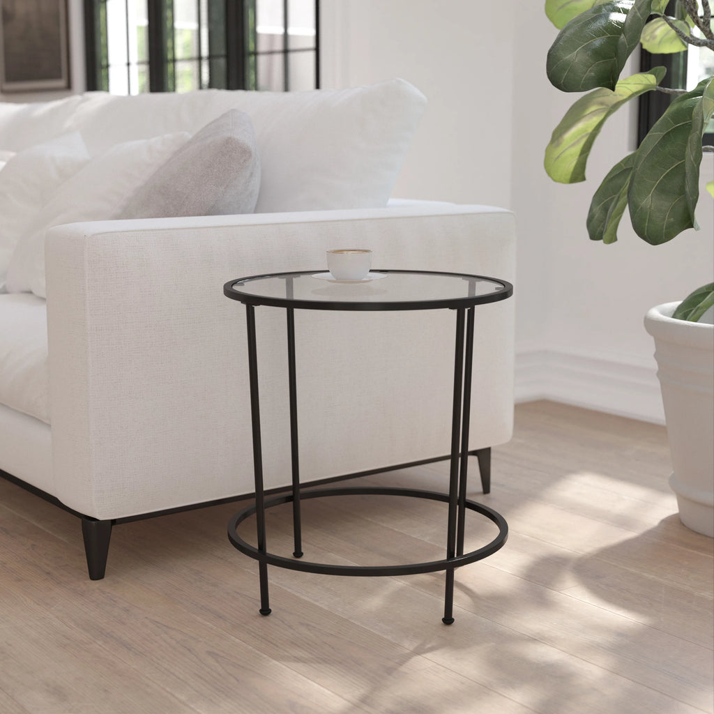 Clear Matte Black End Table Y9591