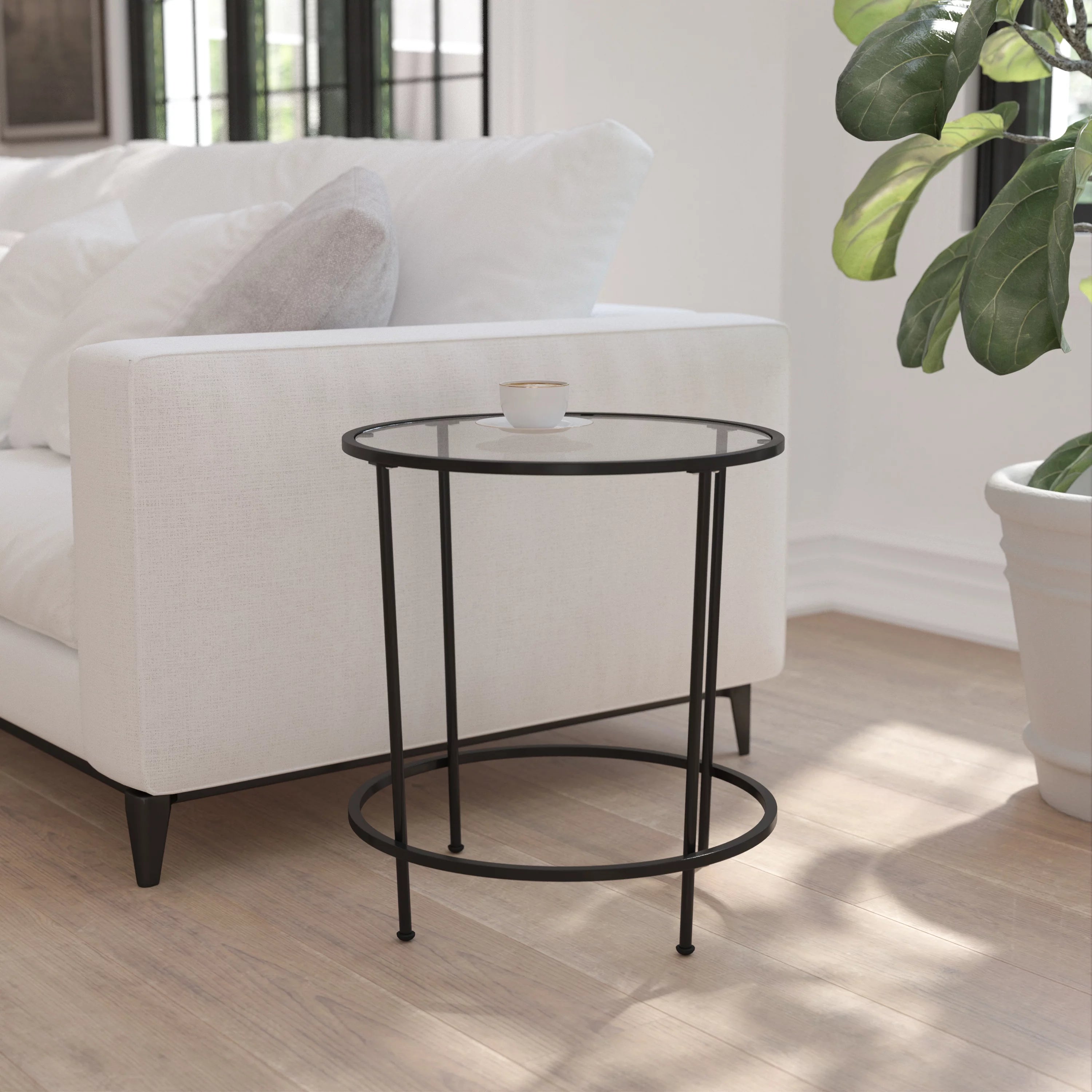 Clear Matte Black End Table Y9591