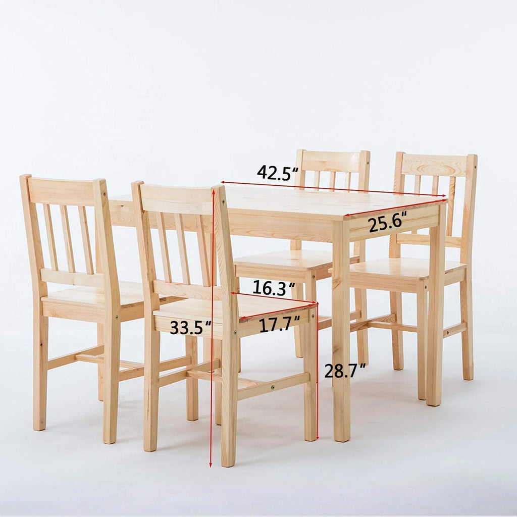 Pine Wood Dining Table Set with 4 Chairs L822018
