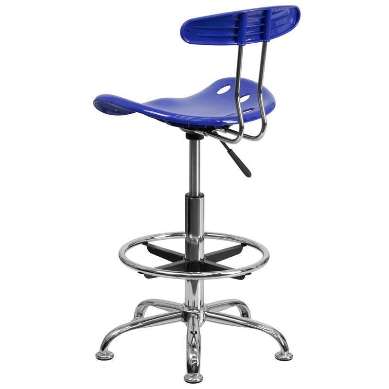 Nautical Blue and Chrome Drafting Stool with Tractor Seat Q641