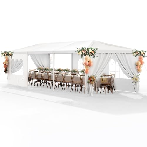 White 10x30 Heavy Duty Party Tent with 7 Removable Sidewalls Y49961