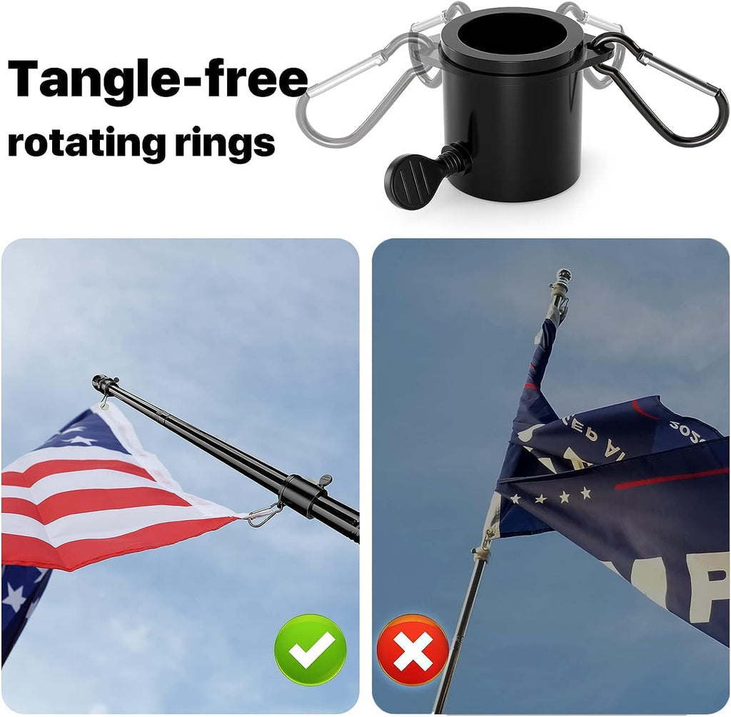 6FT Metal Flag Pole with Two-Position Bracket Holders Black P974553